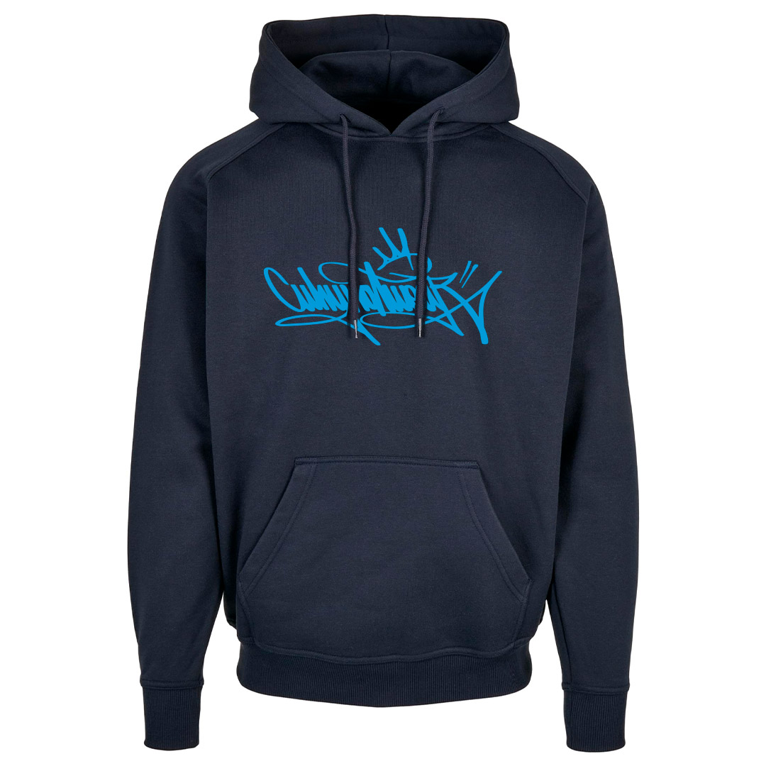 felpa con cappuccio blu